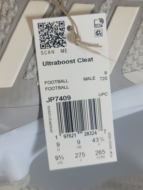 Adidas UltraBoost Football Cleats Mens Size 9.5 Talc Grey White Granite JP7409 main image 5